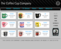 The Coffee Cup Company website's styling and layout were updated to make the website content more readable to customers. The client required use of all site text and images from their original website.